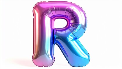 Iridescent Pink and Blue Letter R Balloon.