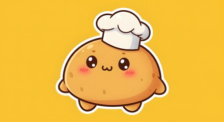 Cartoon stromboli with blush cheeks, sticker design