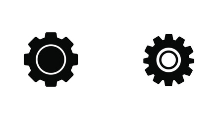 Two simple black gear icons displayed against a plain white background