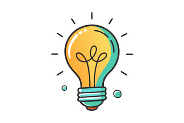 Minimalist vector illustration of two hands sketching a glowing light bulb with a pen, symbolizing creativity, brainstorming, innovation, imagination, and idea generation. Perfect for business present
