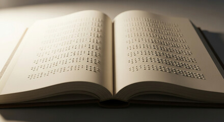 Obraz premium 3D render of open book with raised Braille dots under soft light.