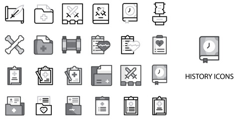 History simple concept 28 Grew color icons set .Vector illustration.