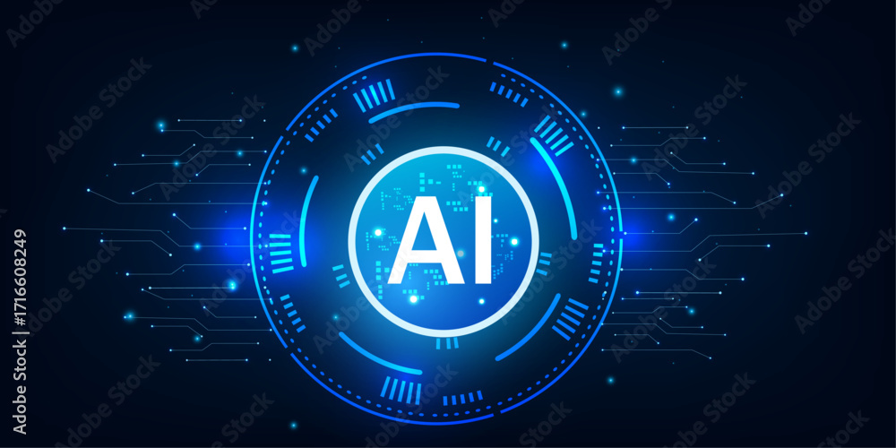 Poster digital processor and artificial intelligence concept