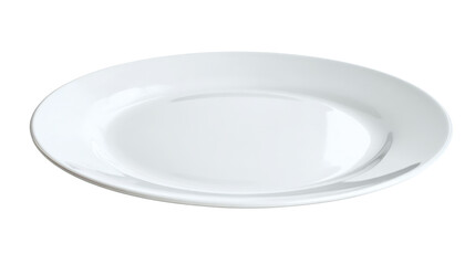 A single and empty white plate isolated on white background 