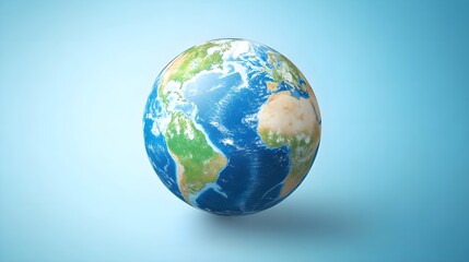 Fototapeta premium Realistic Earth Globe Floating On Blue Gradient Background