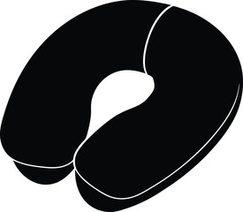 Inflatable Neck Pillow Silhouette Vector Art Illustration
