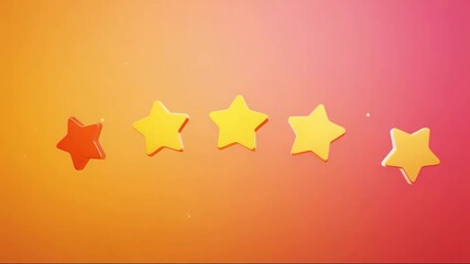 Colorful star rating graphic on vibrant orange background   - Powered by Adobe