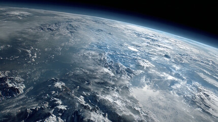 Fototapeta premium Planet Earth viewed from space showing clouds mountains and ocean