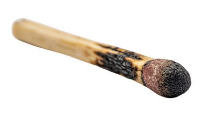 Burned match isolated on white background