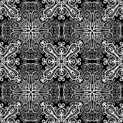 Elegant Black and White Floral Pattern with Intricate Designs