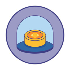 Stylized icon of a futuristic device under a protective dome