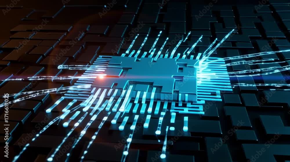 Poster computer chip technology futuristic background digital circuit board processor cpu data