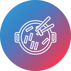 Tteokbokki Line Gradient Circle Background Icon