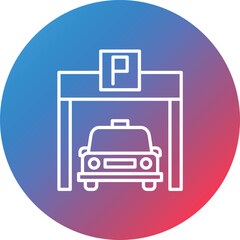 Car Park Line Gradient Circle Background Icon