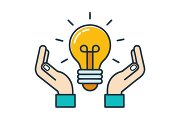 Fototapeta premium Creative Hands Drawing Light Bulb – Innovation and Idea Concept Illustration