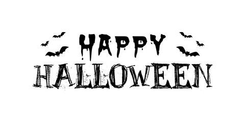 Happy Halloween hand drawn lettering vector illustration.