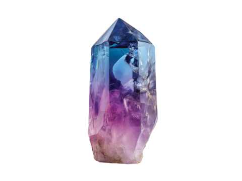  crystal point with purple and blue colors isolated on transparent background, Clipart png