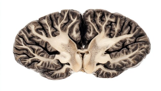 Cross-section of a human brain, showing cortex and interior