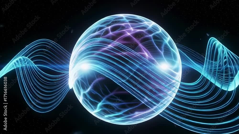 Poster energy sphere animation background loop for futuristic technology and science visuals