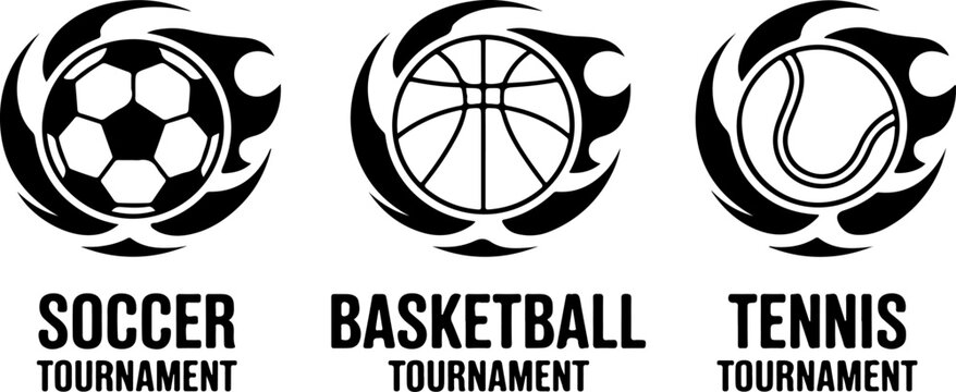 Flaming Sports Tournament Vector Icons Bundle