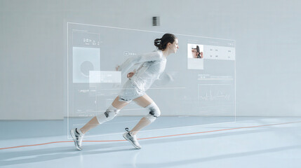 athlete receives personalized training program from ai showcasing results analysis on clean background