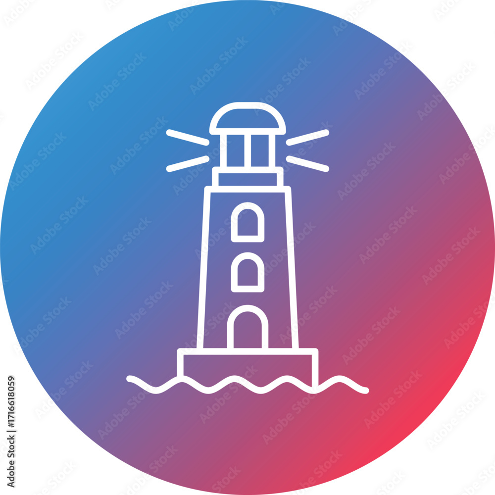 Aufkleber lighthouse line gradient circle background icon