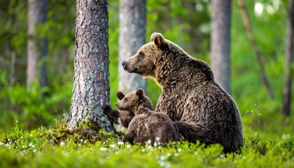 Obraz premium Brown bears in forest