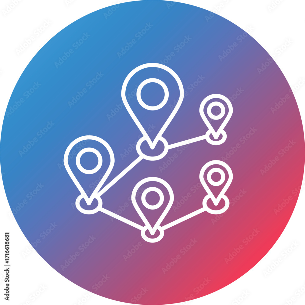 Aufkleber multiple destinations line gradient circle background icon