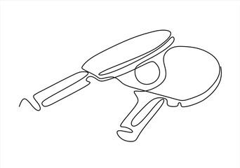 Table Tennis Rackets in Continuous Line Art. line icon-continuous line drawing. Editable stroke.