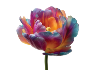 Vivid tulip blossom vibrant color isolated on transparent background, Clipart png
