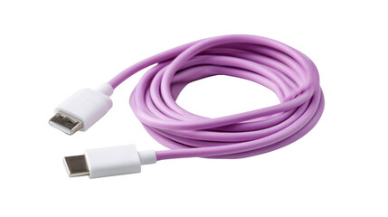 A single purple cable isolated on white background