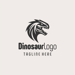 Elegant Black White Dinosaur Logo