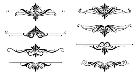 Elegant black floral swirls and decorative dividers a vintage design element