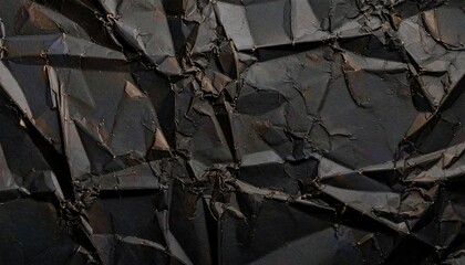 Abstract Dark Crinkled Texture: Black and Brown Paper Background