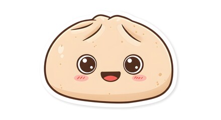 Steamed bun with happy eyes, cartoon style sticker