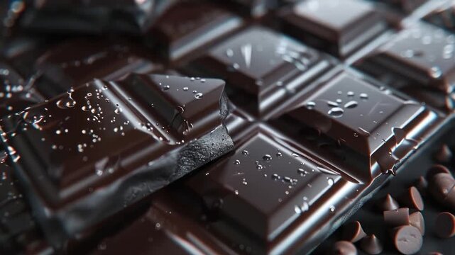 A detailed view of a chunk of rich and velvety chocolate