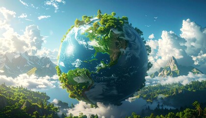 Earth in lush landscape