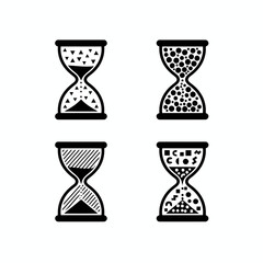 Vector art of collection of hourglass icons with different sand styles symbol of time, deadline, and the transience of life in simple style