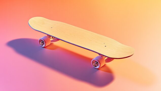 Light-toned skateboard on gradient background