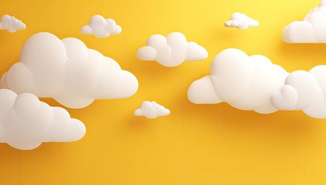Cartoon clouds on a bright yellow background