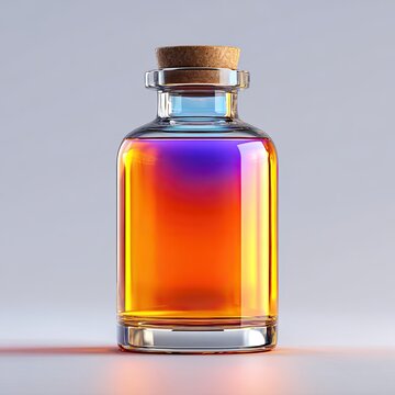 Colorful glass bottle with vibrant liquid