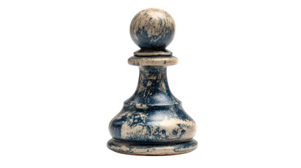 A single chess pawn with faded paint isolated on white background 