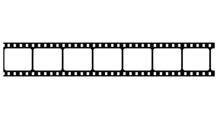 A simple illustration of a classic film strip with empty frames