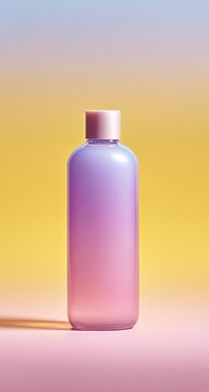 Pastel-colored bottle on gradient background