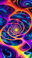 Vibrant psychedelic vortex with swirling patterns of neon colors creating an abstract and trippy visual experience
