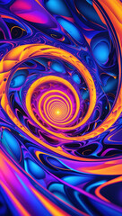 Vibrant psychedelic vortex of swirling colors with a bright glowing center abstract digital art background