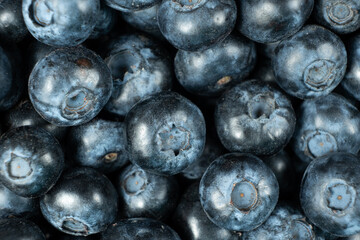 Healthy Ripe Blueberries Macro. Superfood Close-Up Pattern.