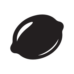 Black Silhouette Icon of a Lemon or Lime Citrus Fruit with Highlights