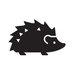 Minimalist Black Hedgehog Icon on White Background