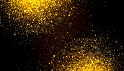 Fototapeta premium Golden Glitter Burst: Abstract Dark Background with Sparkling Dust and Bokeh